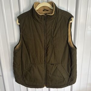 Lee Premium Canvas Vest Mens Large Green Sherpa Lined Vest